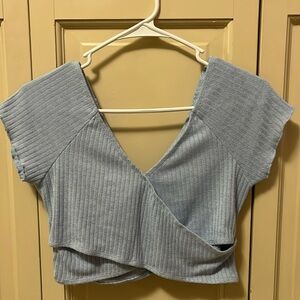 baby blue short sleeve top